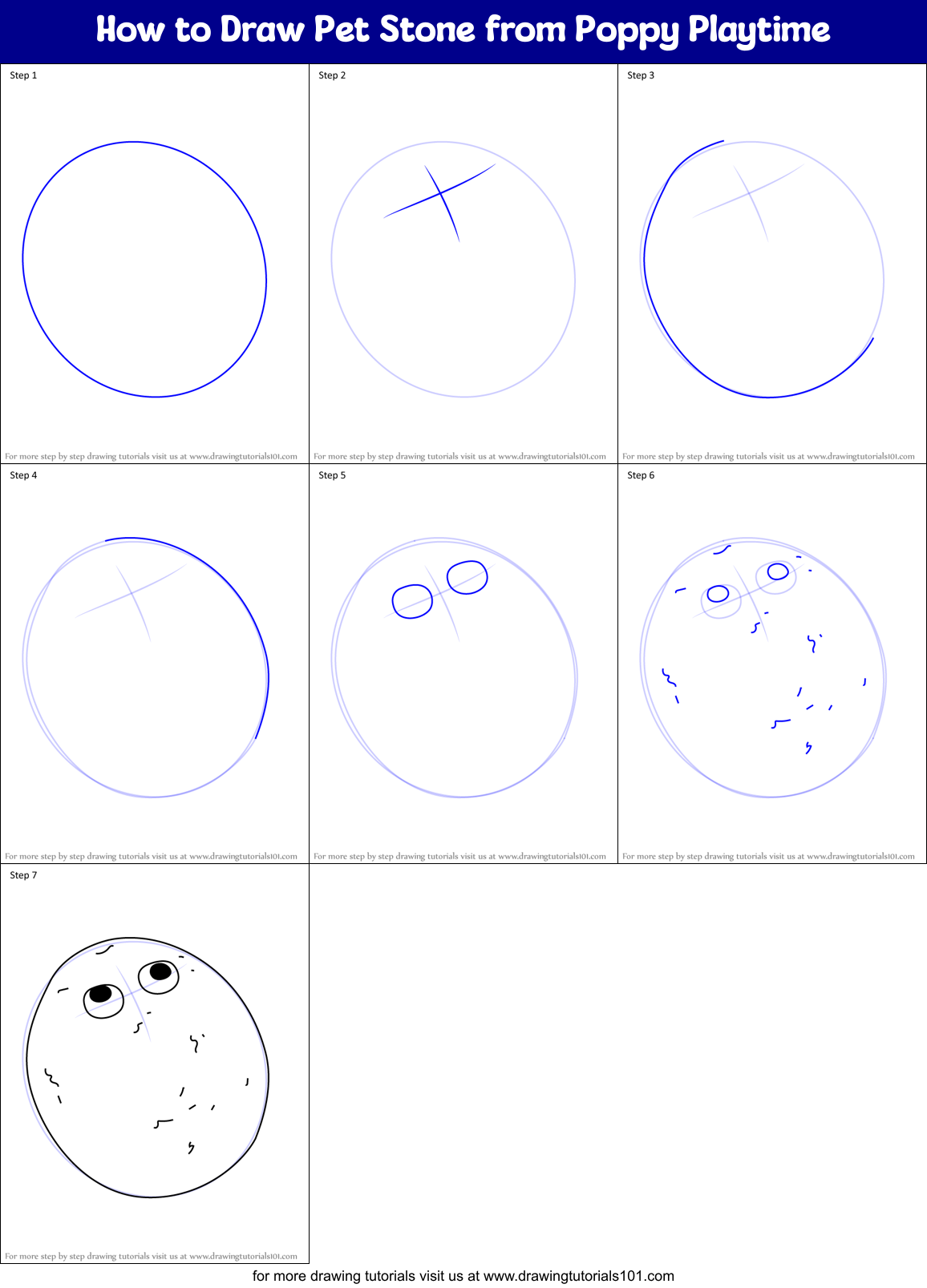 How to Draw Pet Stone from Poppy Playtime Printable Step by Step