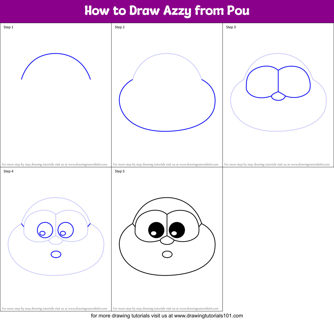 How to Draw Azzy from Pou Printable Step by Step