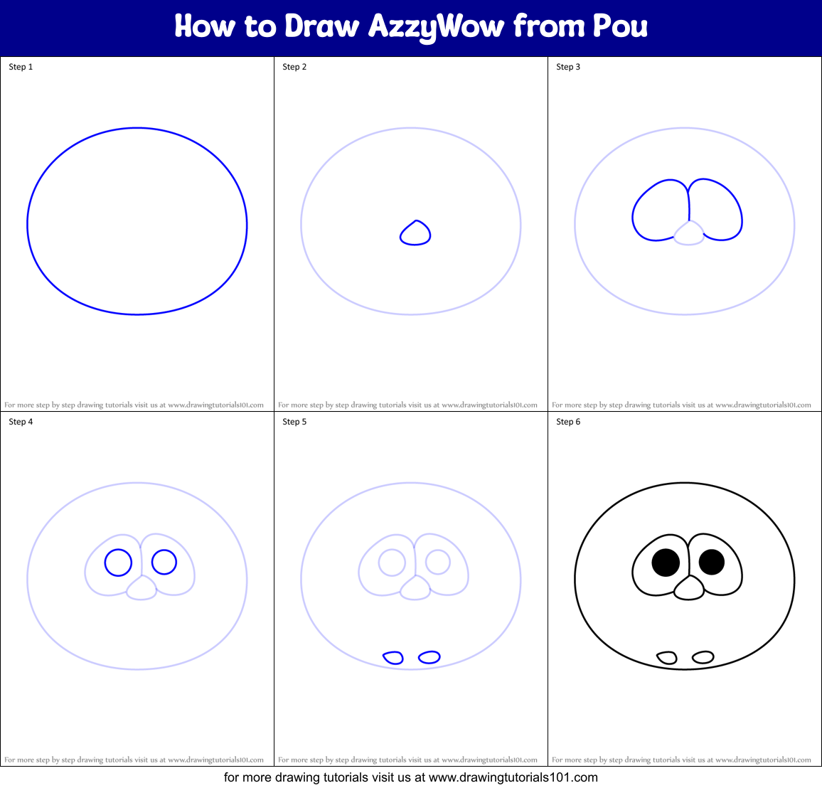 How to Draw AzzyWow from Pou Printable Step by Step