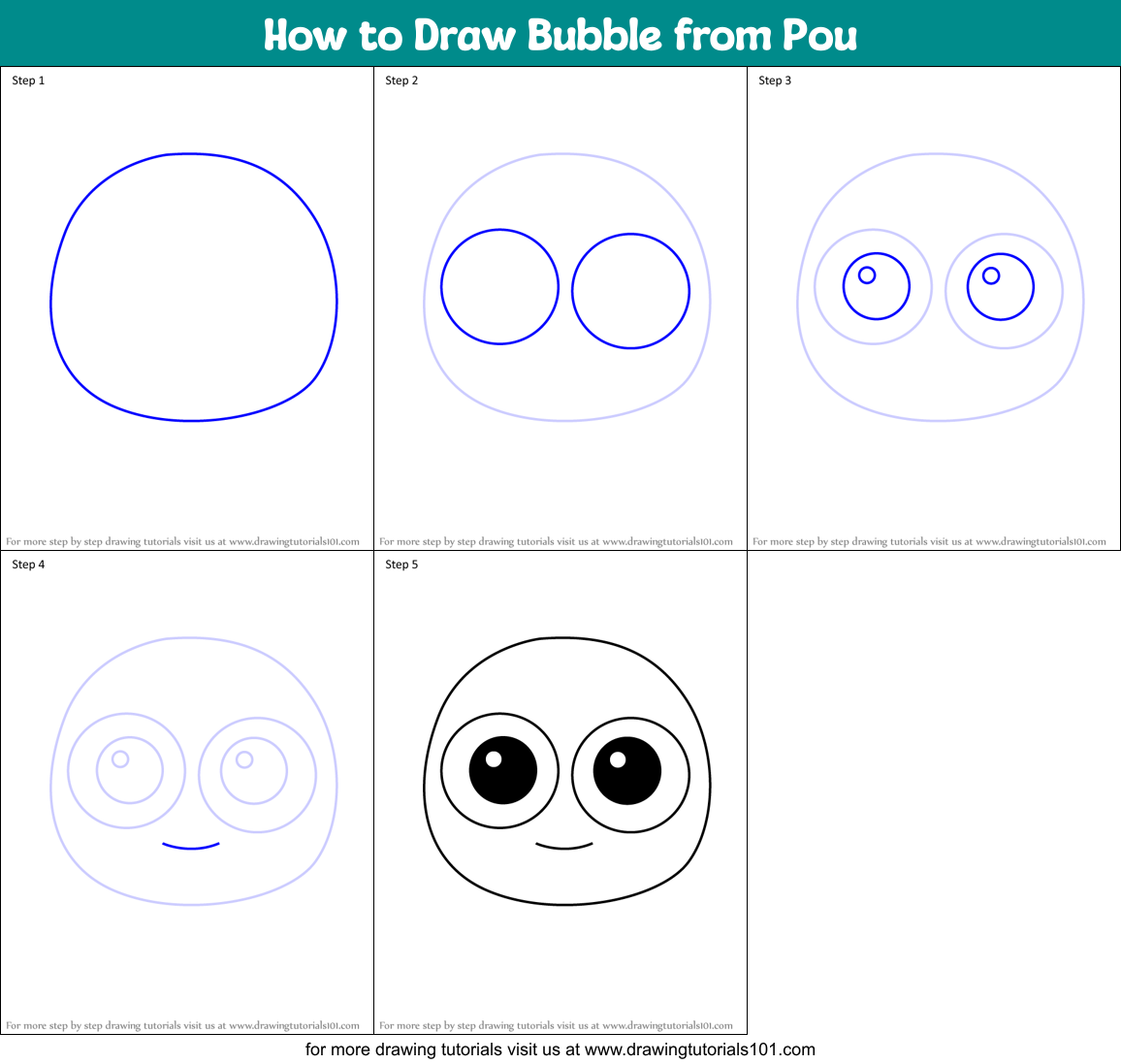 How to Draw Bubble from Pou Printable Step by Step