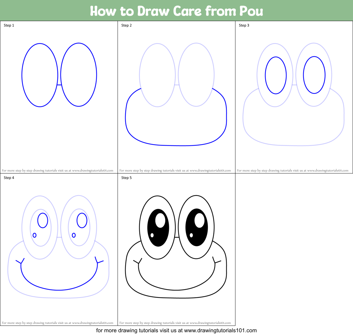 How to Draw Care from Pou Printable Step by Step