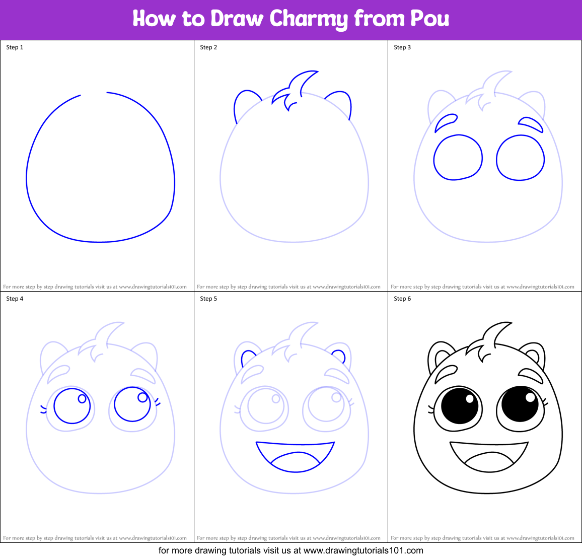 How to Draw Charmy from Pou Printable Step by Step
