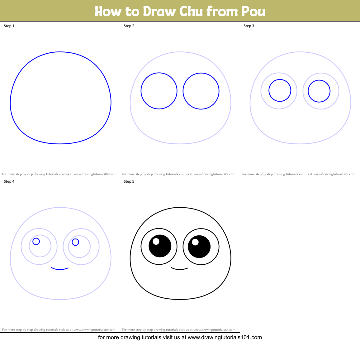 How to Draw Chu from Pou Printable Step by Step
