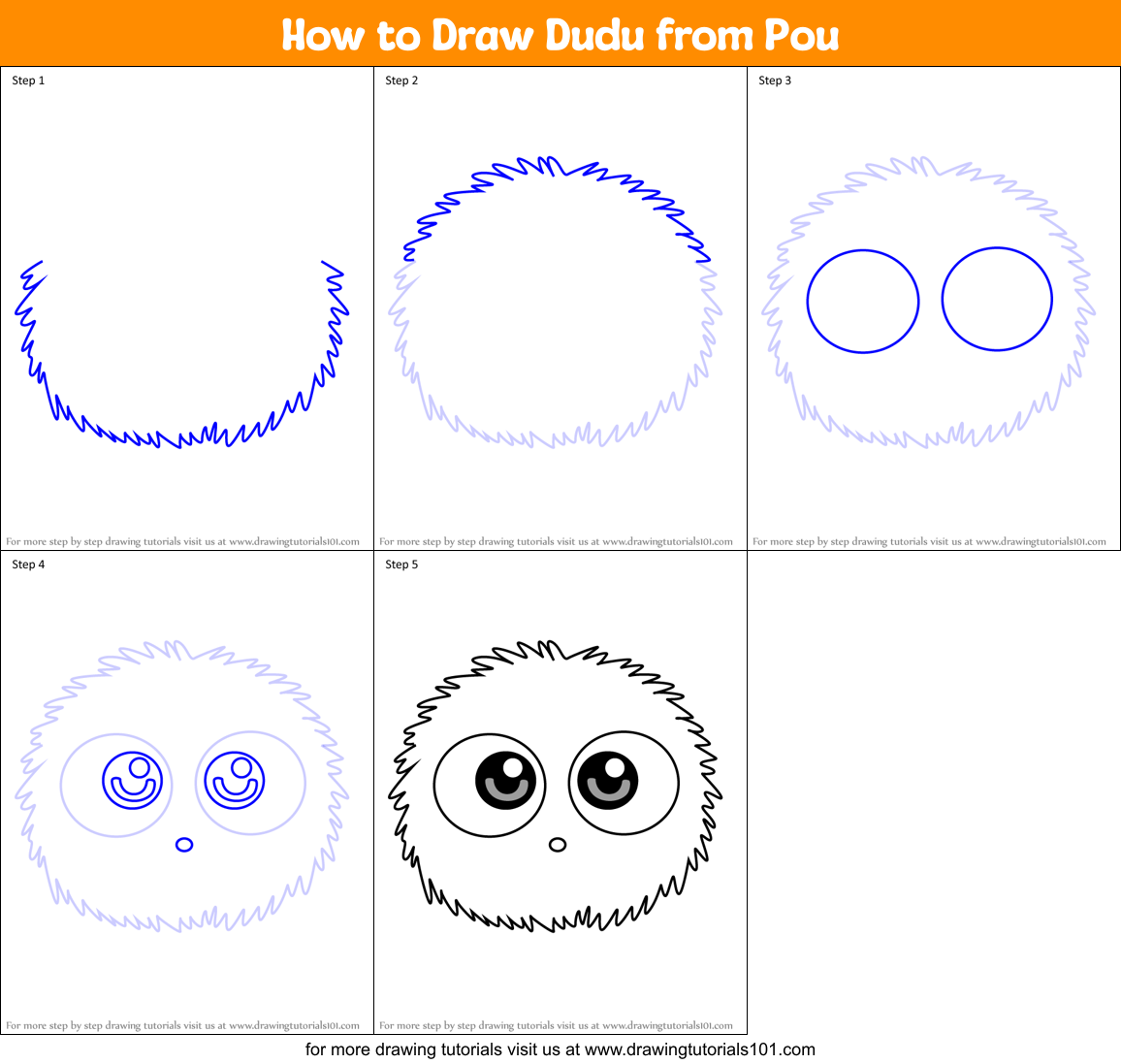 How to Draw Dudu from Pou Printable Step by Step
