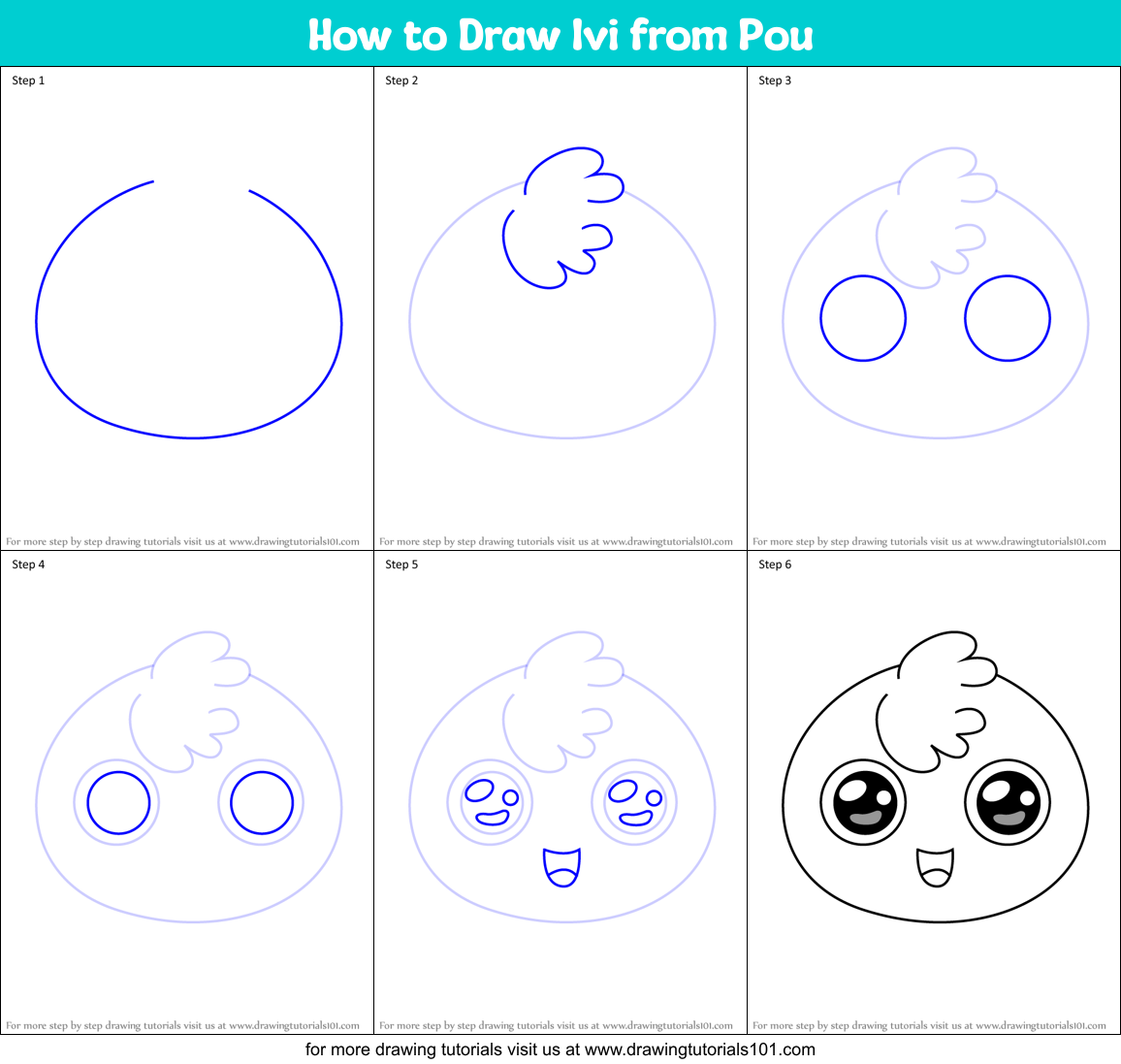 How to Draw Ivi from Pou Printable Step by Step