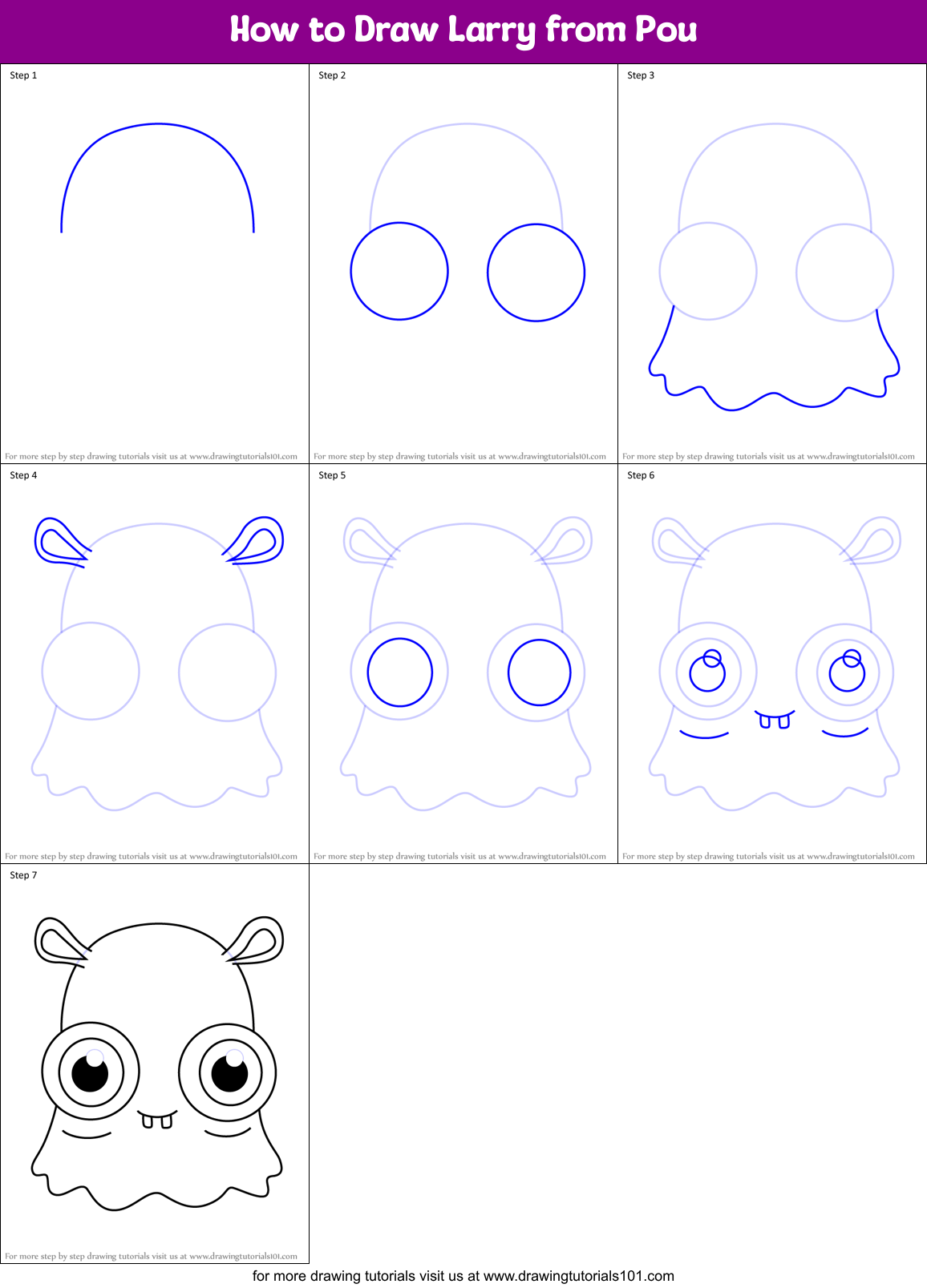 How to Draw Larry from Pou Printable Step by Step