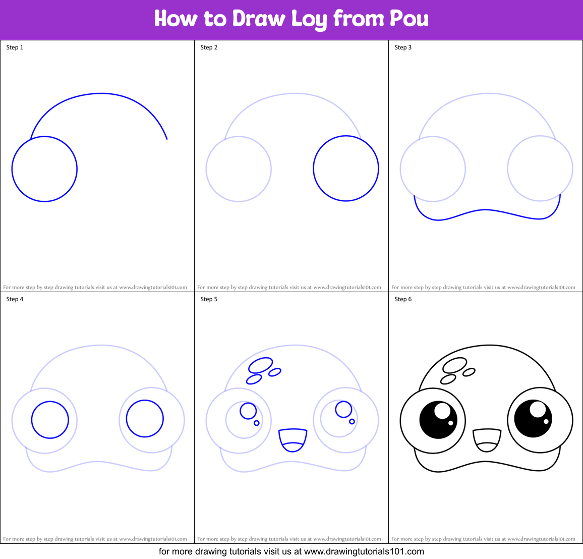 How to Draw Loy from Pou Printable Step by Step