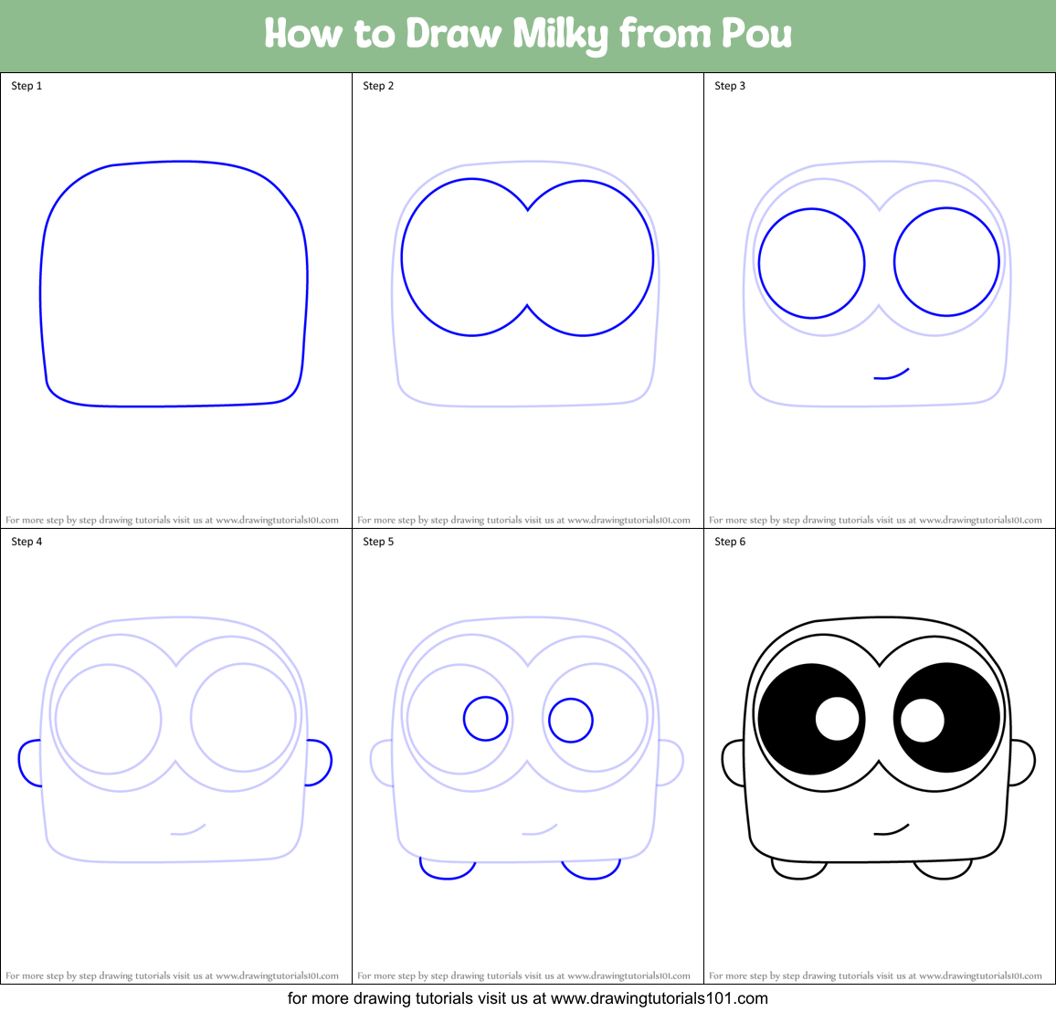 How to Draw Milky from Pou Printable Step by Step