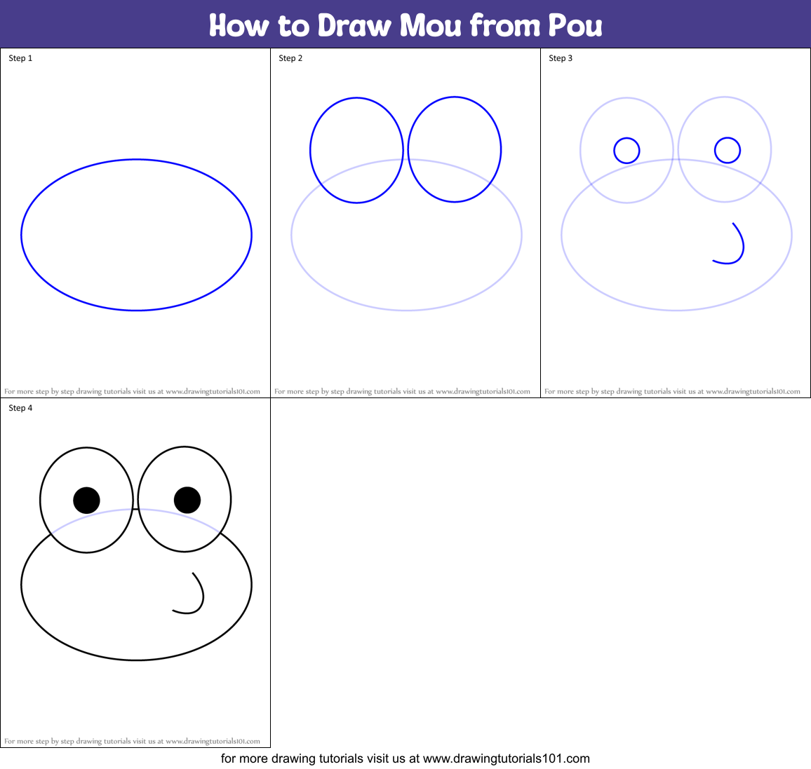 How to Draw Mou from Pou Printable Step by Step