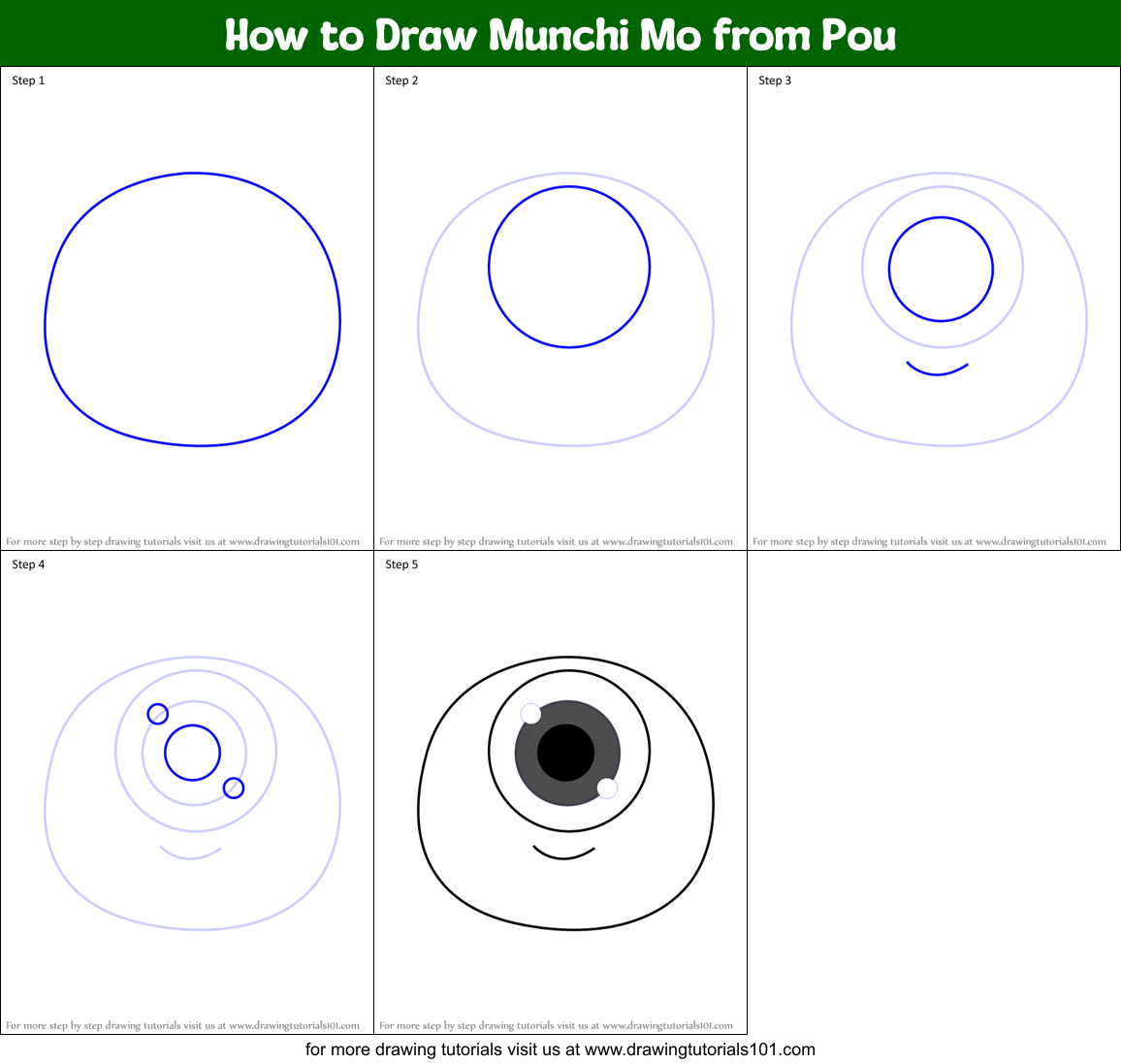 How to Draw Munchi Mo from Pou Printable Step by Step