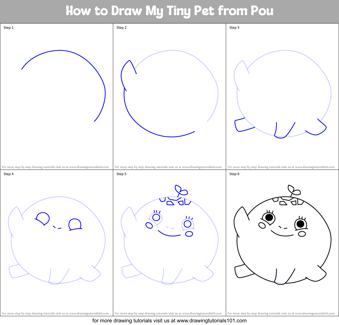 How to Draw My Tiny Pet from Pou Printable Step by Step