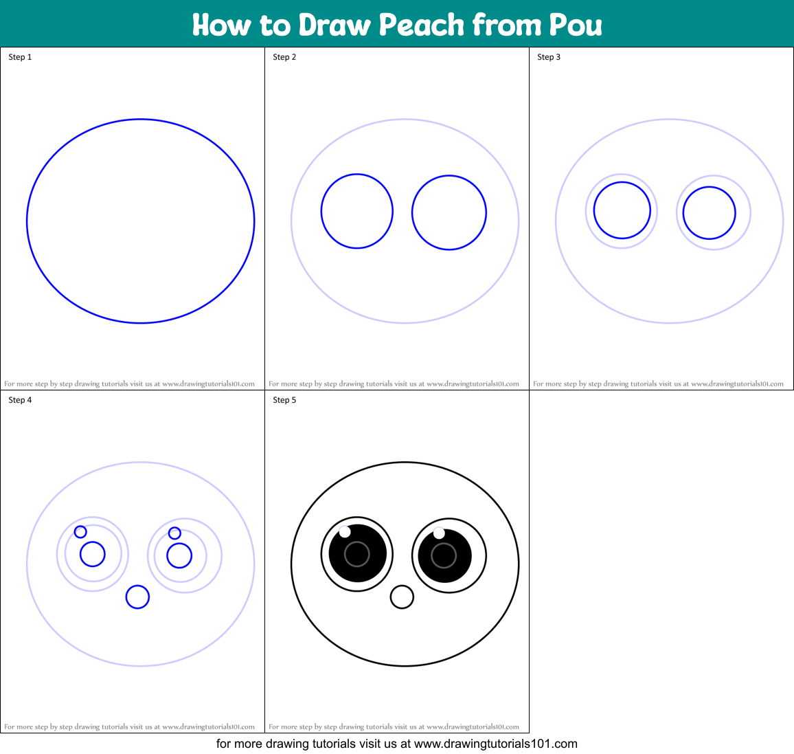 How to Draw Peach from Pou Printable Step by Step