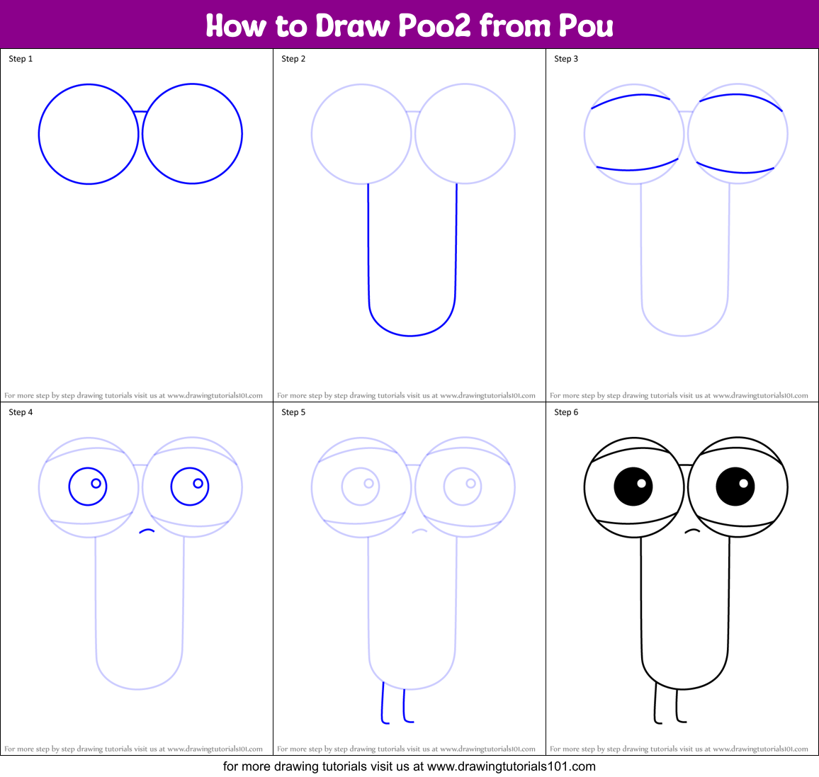 How to Draw Poo2 from Pou Printable Step by Step