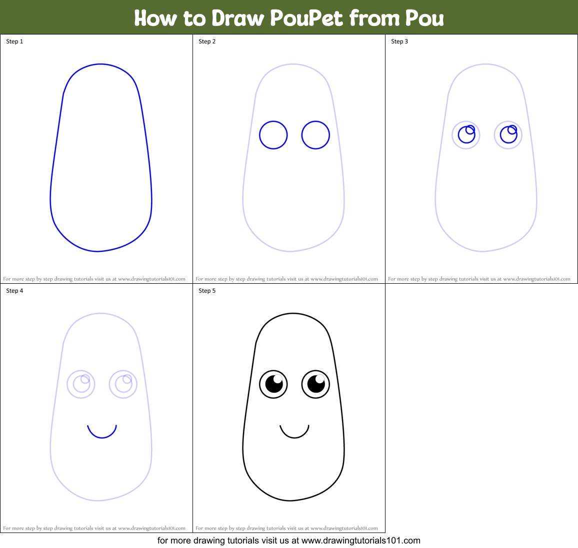 How to Draw PouPet from Pou Printable Step by Step