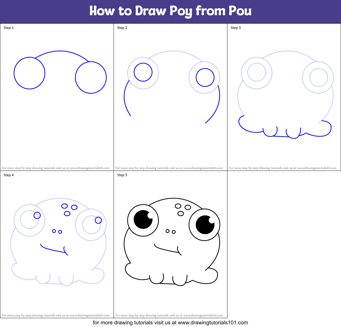 How to Draw Poy from Pou Printable Step by Step