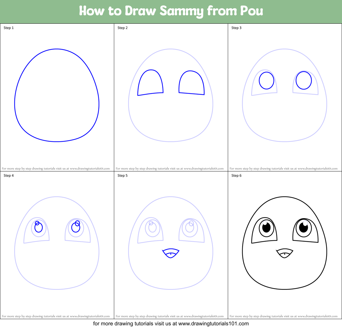 How to Draw Sammy from Pou Printable Step by Step