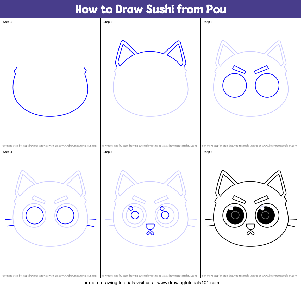 How to Draw Sushi from Pou Printable Step by Step