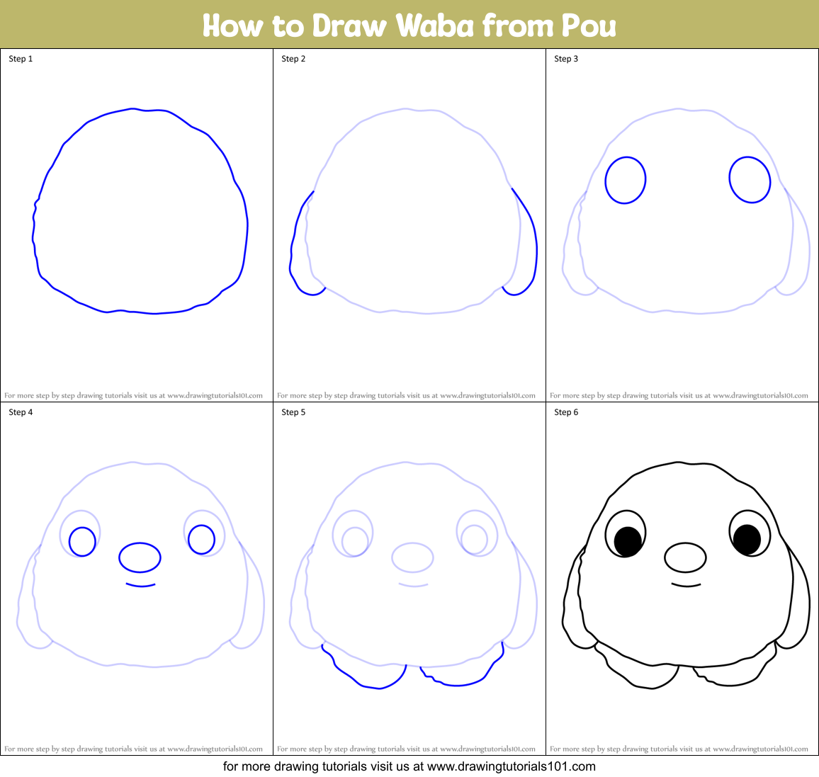 How to Draw Waba from Pou Printable Step by Step