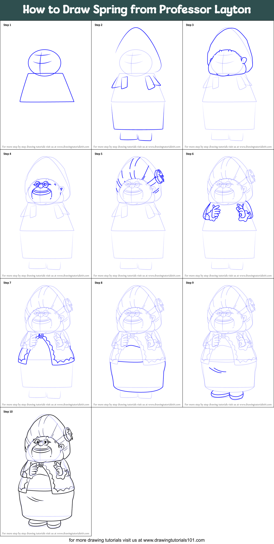 How to Draw Spring from Professor Layton Printable Step by Step