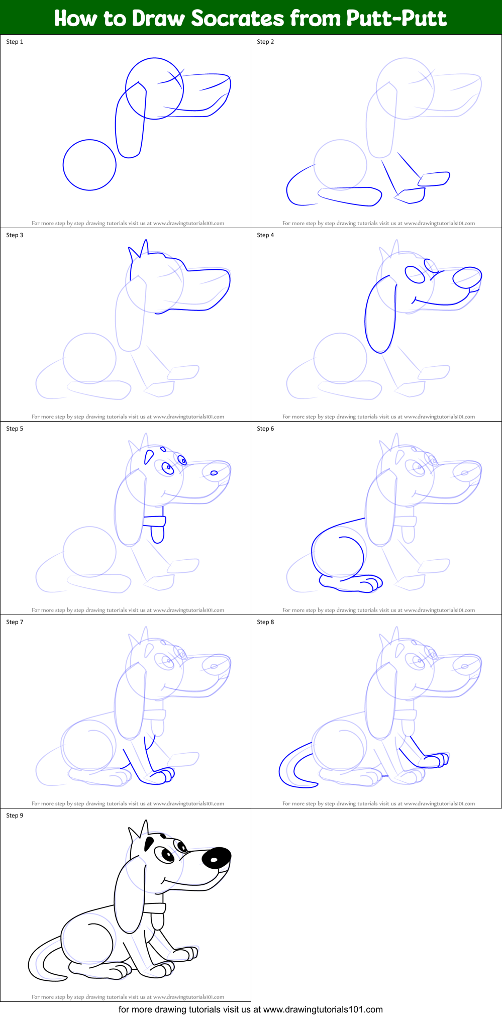 How to Draw Socrates from Putt-Putt Printable Step by Step