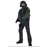 How to Draw Bandit from Rainbow Six Siege