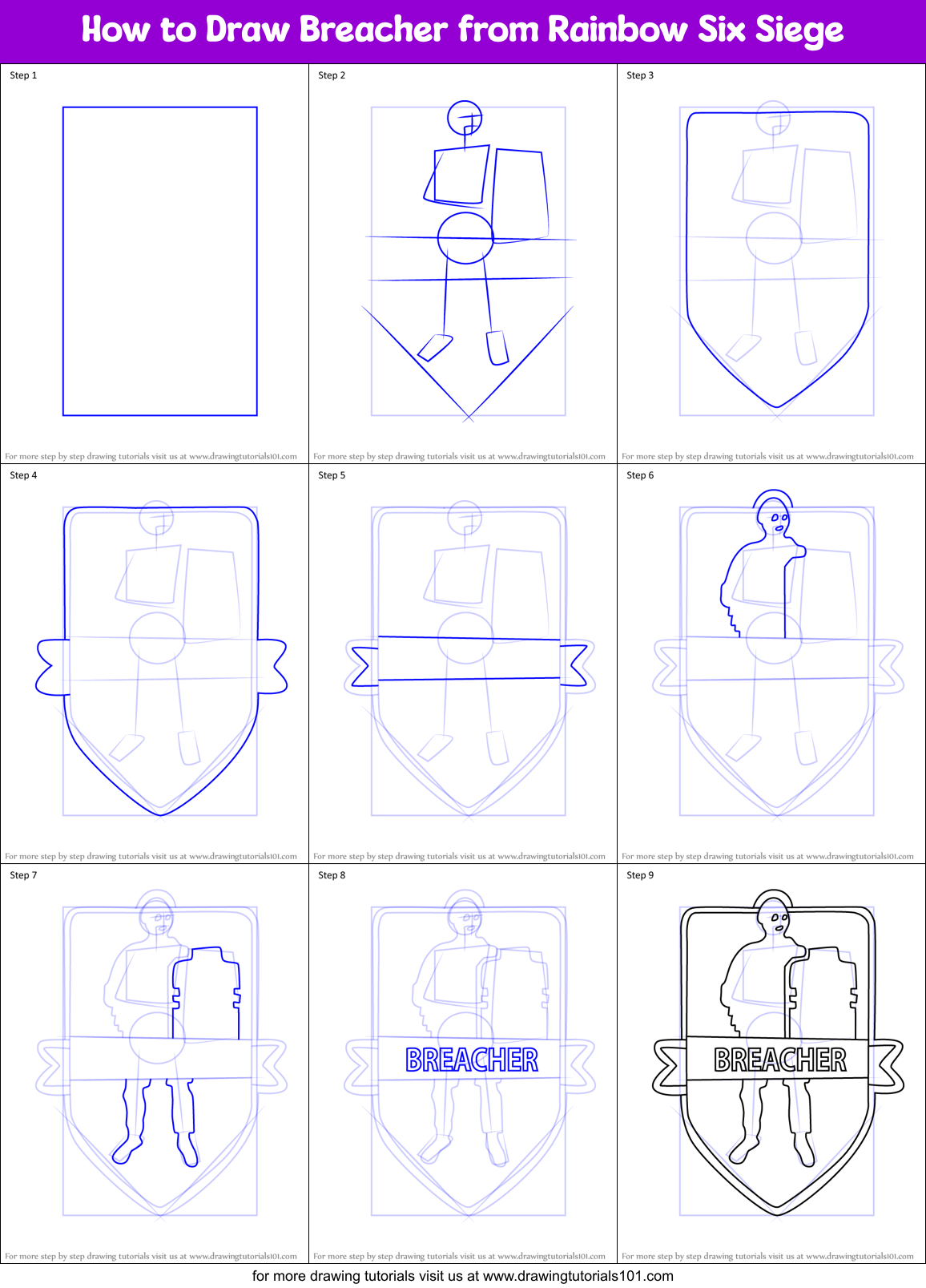 How to Draw Breacher from Rainbow Six Siege Printable Step by Step