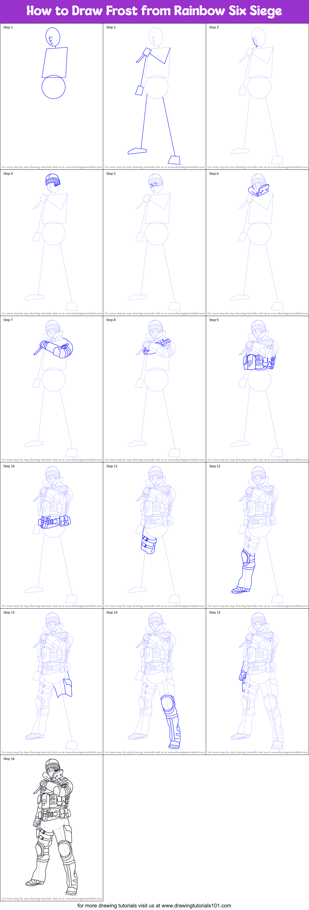 How to Draw Frost from Rainbow Six Siege Printable Step by Step