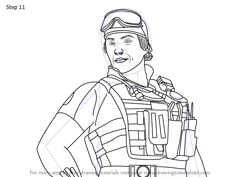 How to Draw Gridlock from Rainbow Six Siege (Rainbow Six Siege) Step by