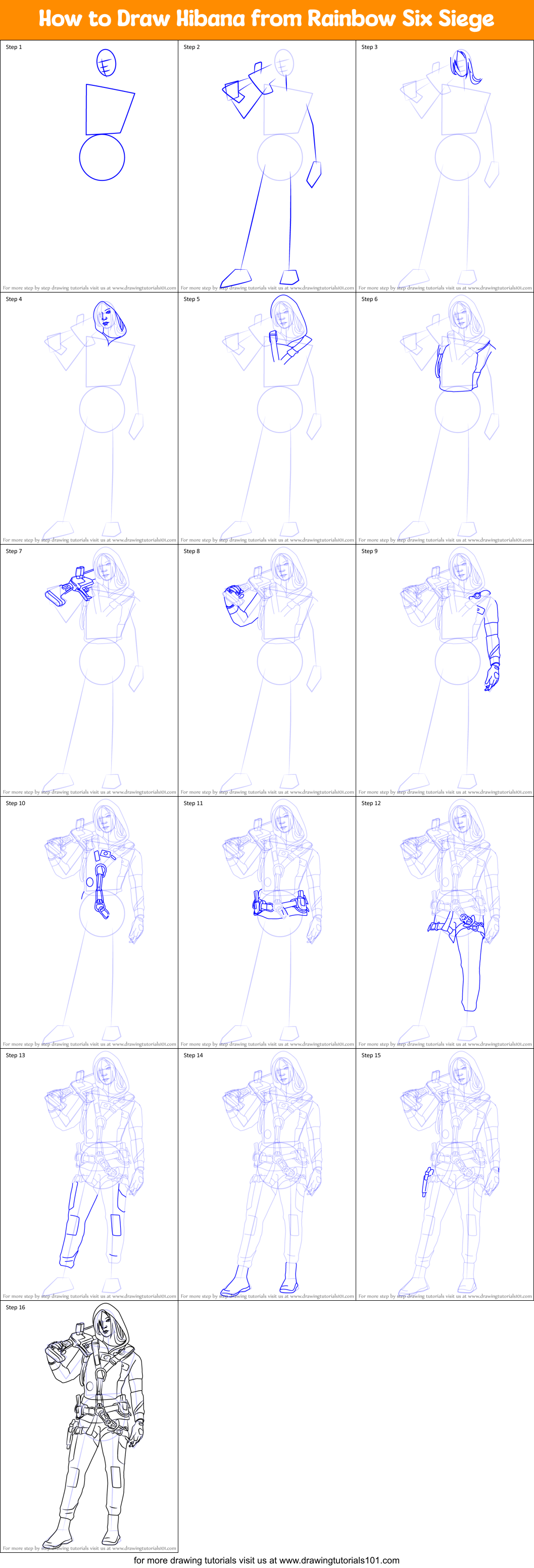 How to Draw Hibana from Rainbow Six Siege Printable Step by Step