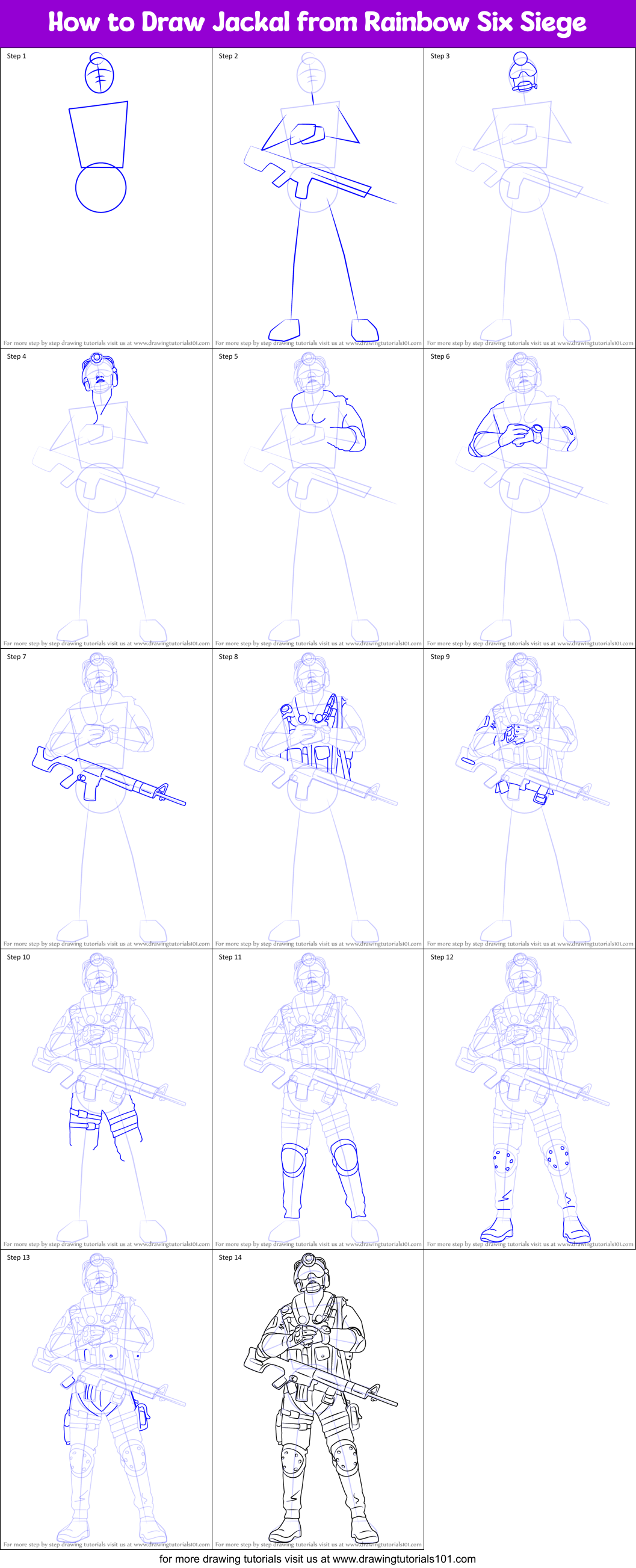 How to Draw Jackal from Rainbow Six Siege Printable Step by Step