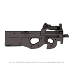 How to Draw P90 SMG from Rainbow Six Siege