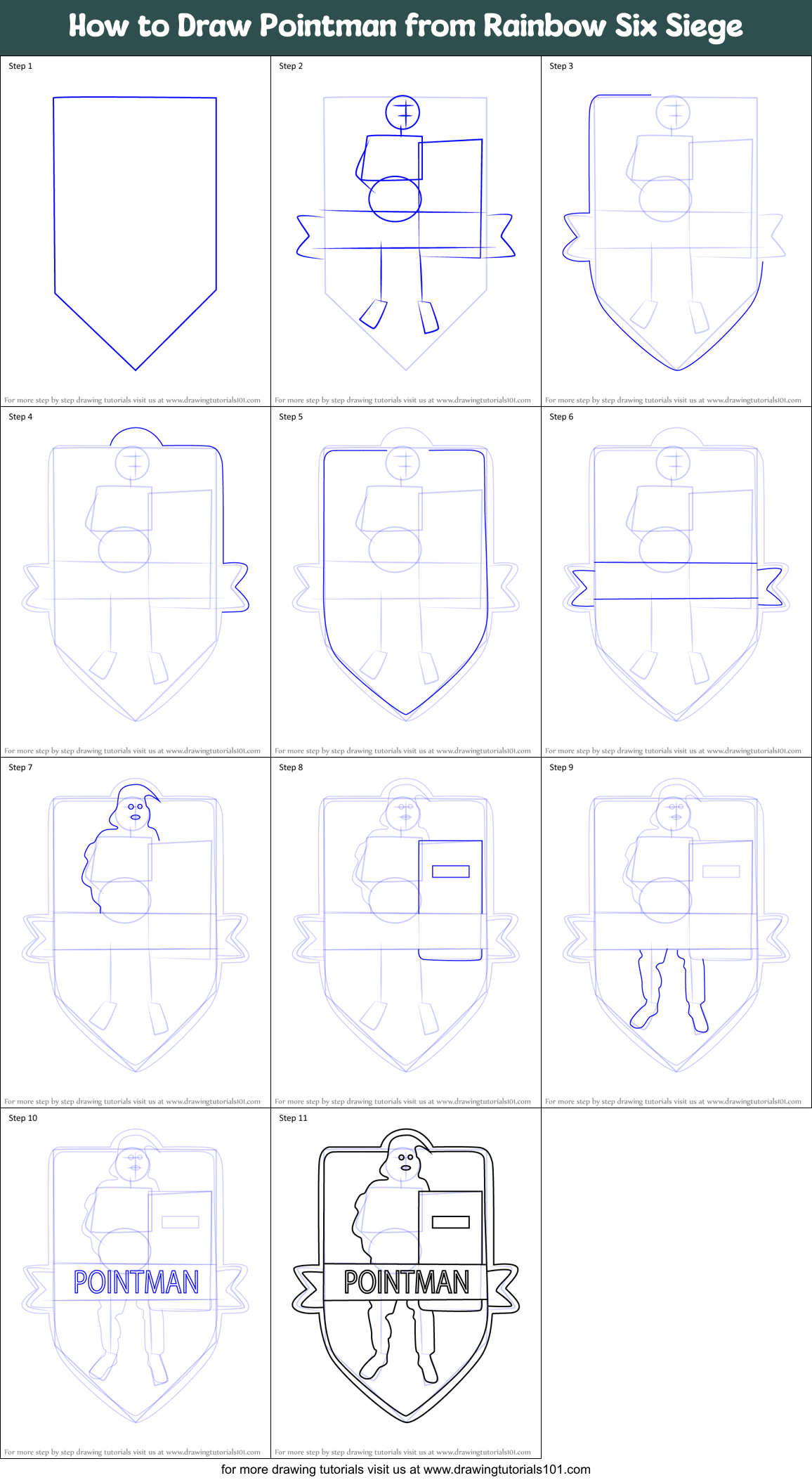 How to Draw Pointman from Rainbow Six Siege Printable Step by Step