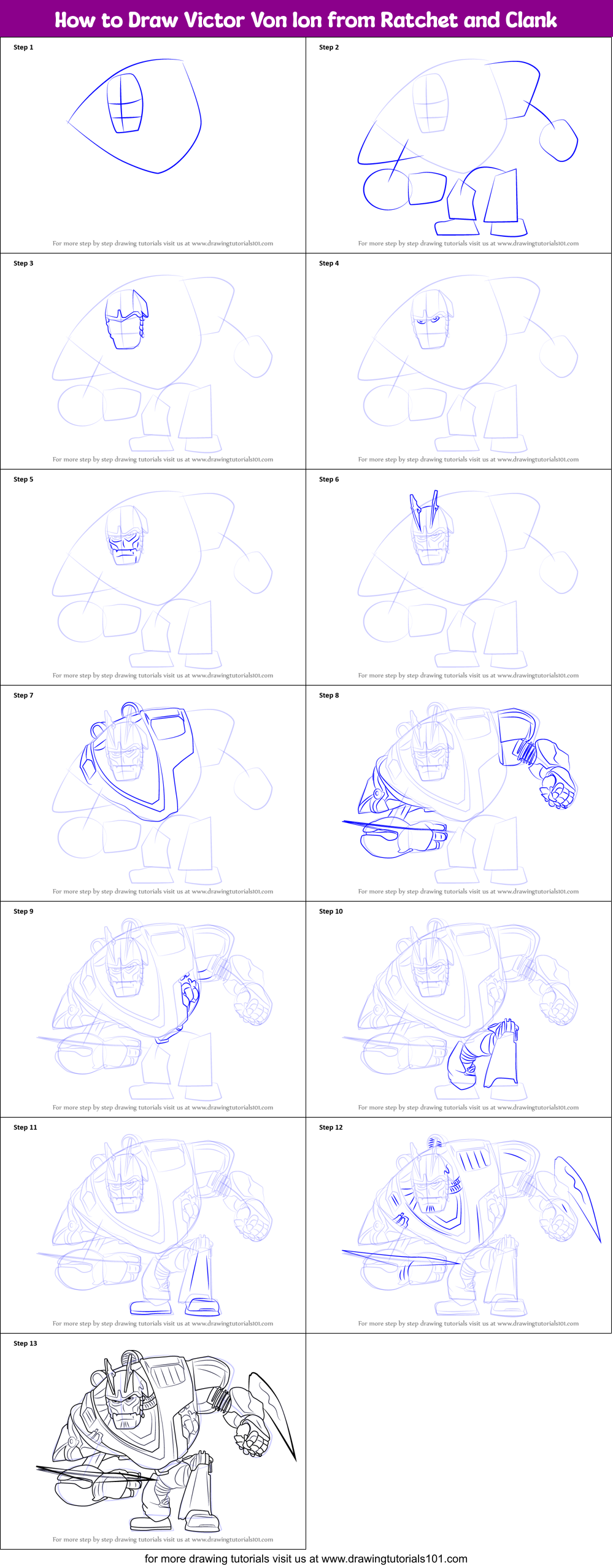 How to Draw Victor Von Ion from Ratchet and Clank Printable Step by Step