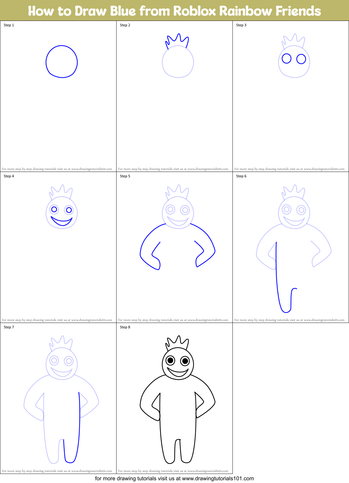 How To Draw Blue Rainbow Friends Easy Step by Step 