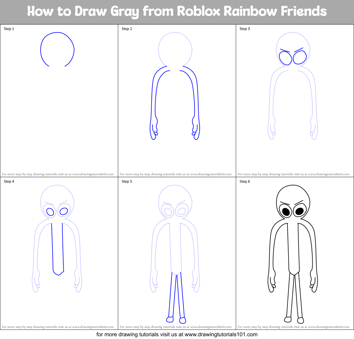 How to Draw Roblox Rainbow Friends  Step by Step Drawing Tutorials 