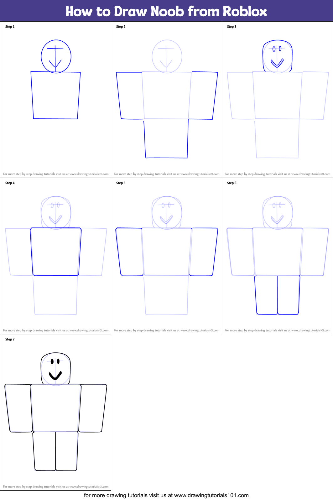 How To Draw Noob From Roblox Printable Step By Step Drawing - how to draw roblox noob