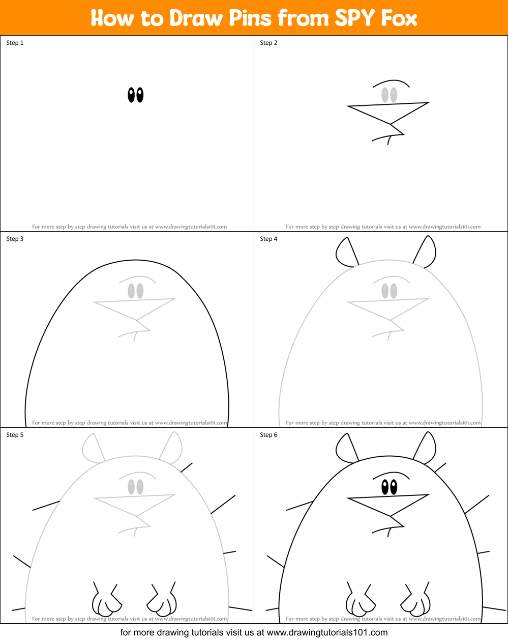 How to Draw Pins from SPY Fox Printable Step by Step