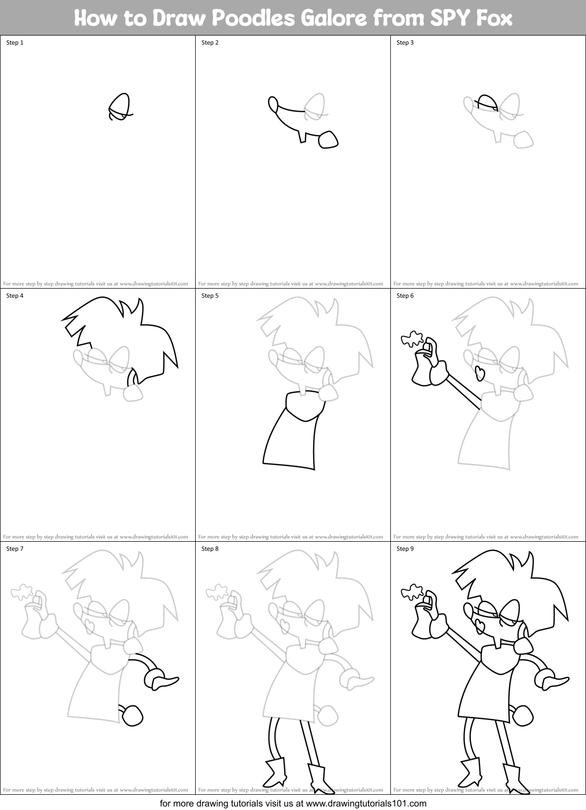 How to Draw Poodles Galore from SPY Fox Printable Step by Step