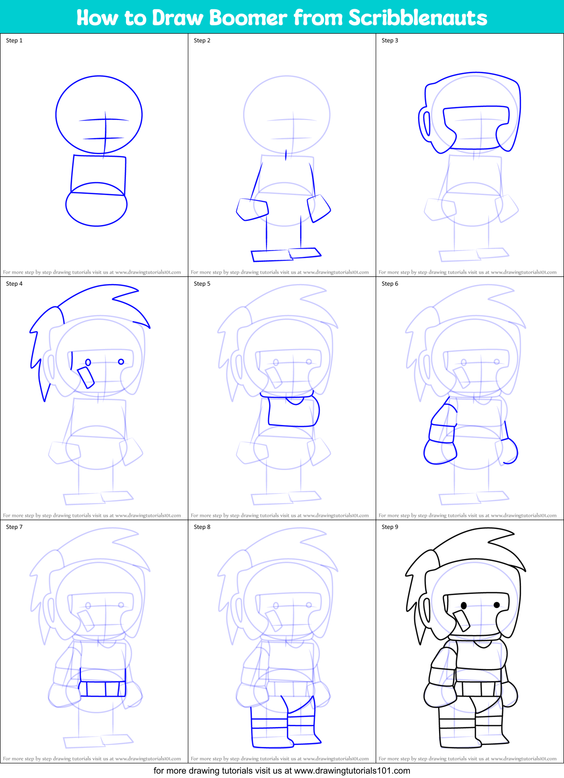 How to Draw Boomer from Scribblenauts Printable Step by Step