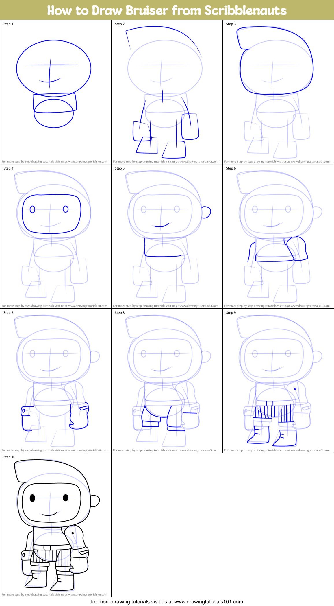 How to Draw Bruiser from Scribblenauts Printable Step by Step