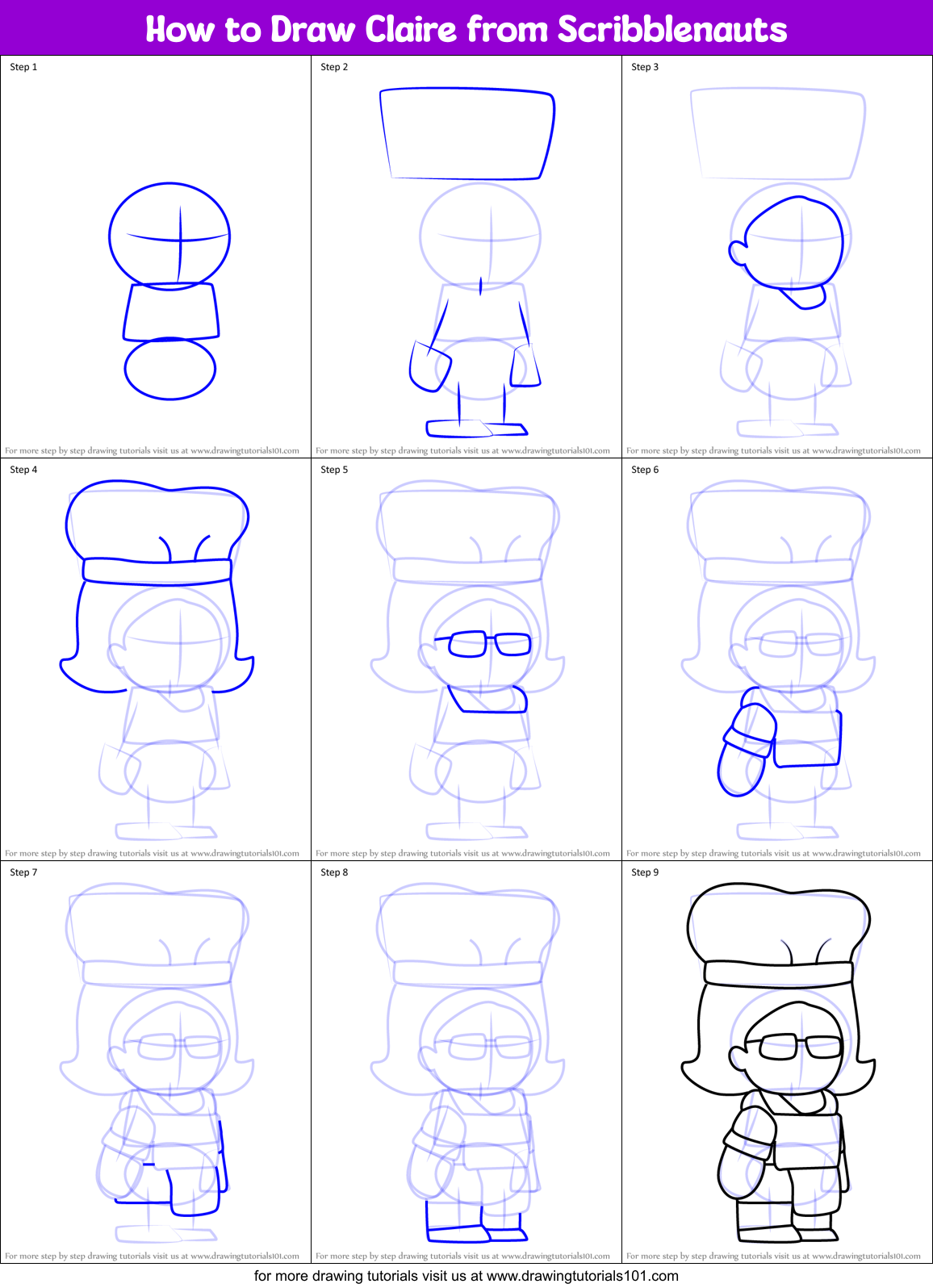 How to Draw Claire from Scribblenauts Printable Step by Step