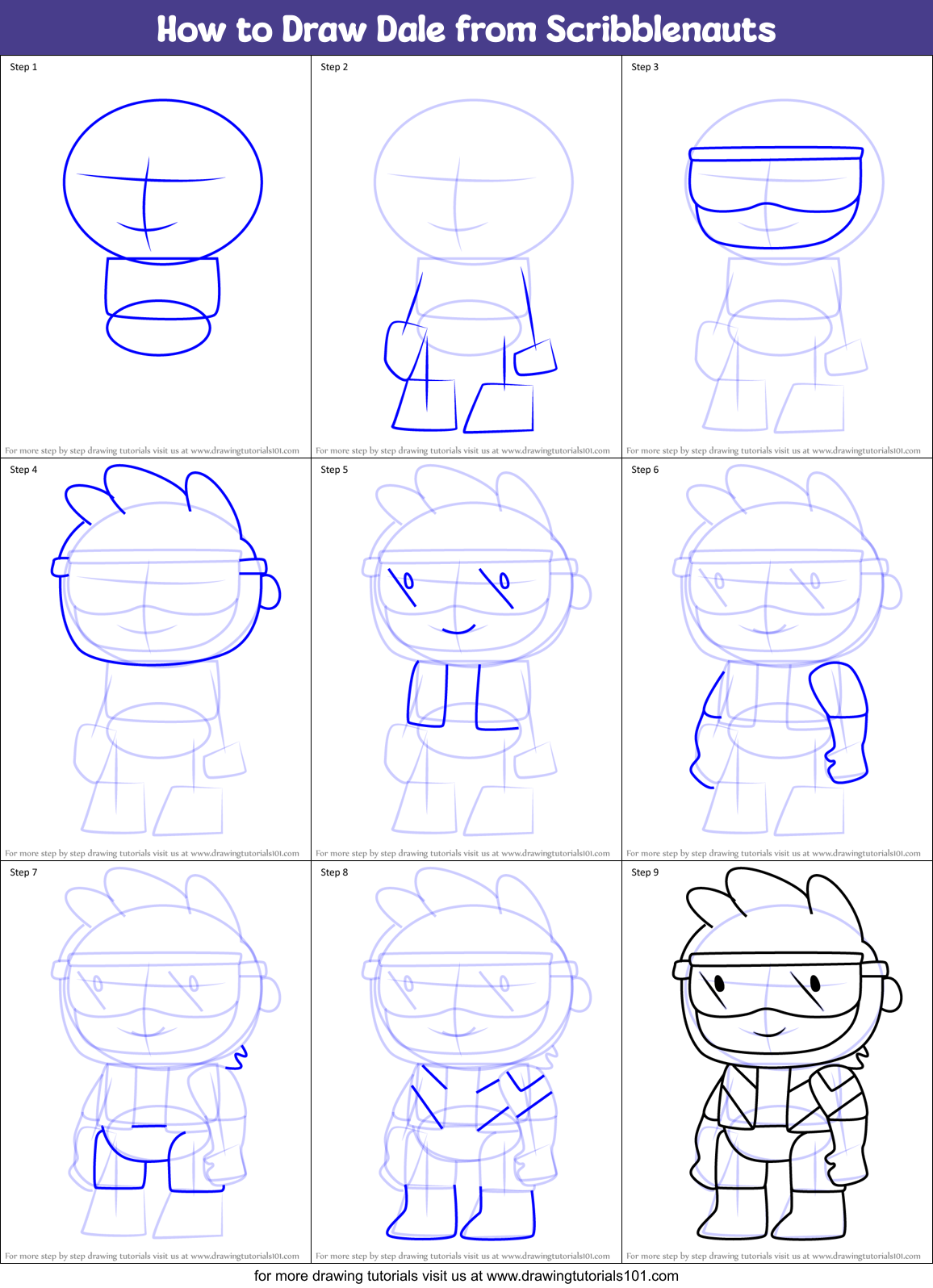 How to Draw Dale from Scribblenauts Printable Step by Step