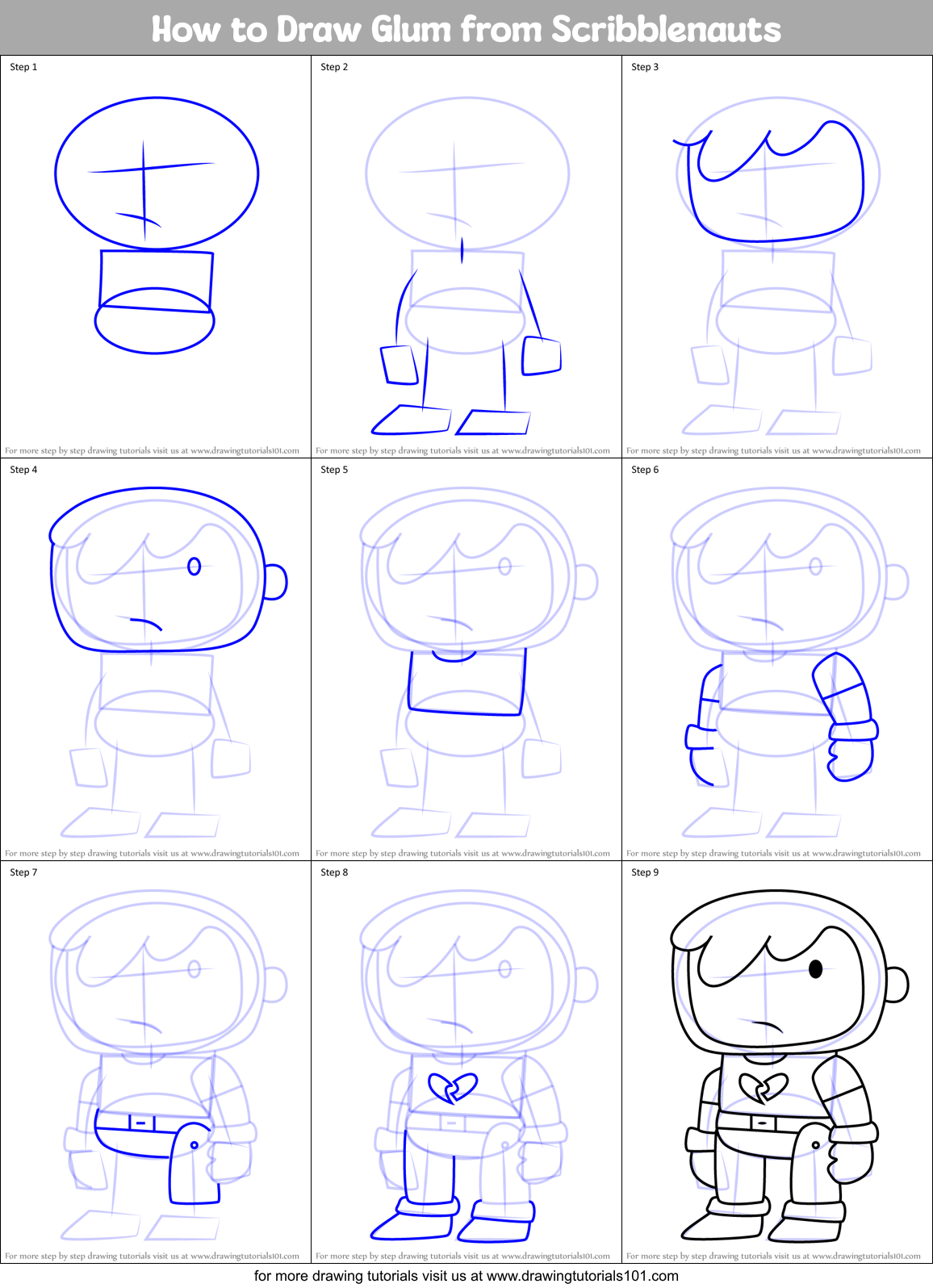 How to Draw Glum from Scribblenauts Printable Step by Step