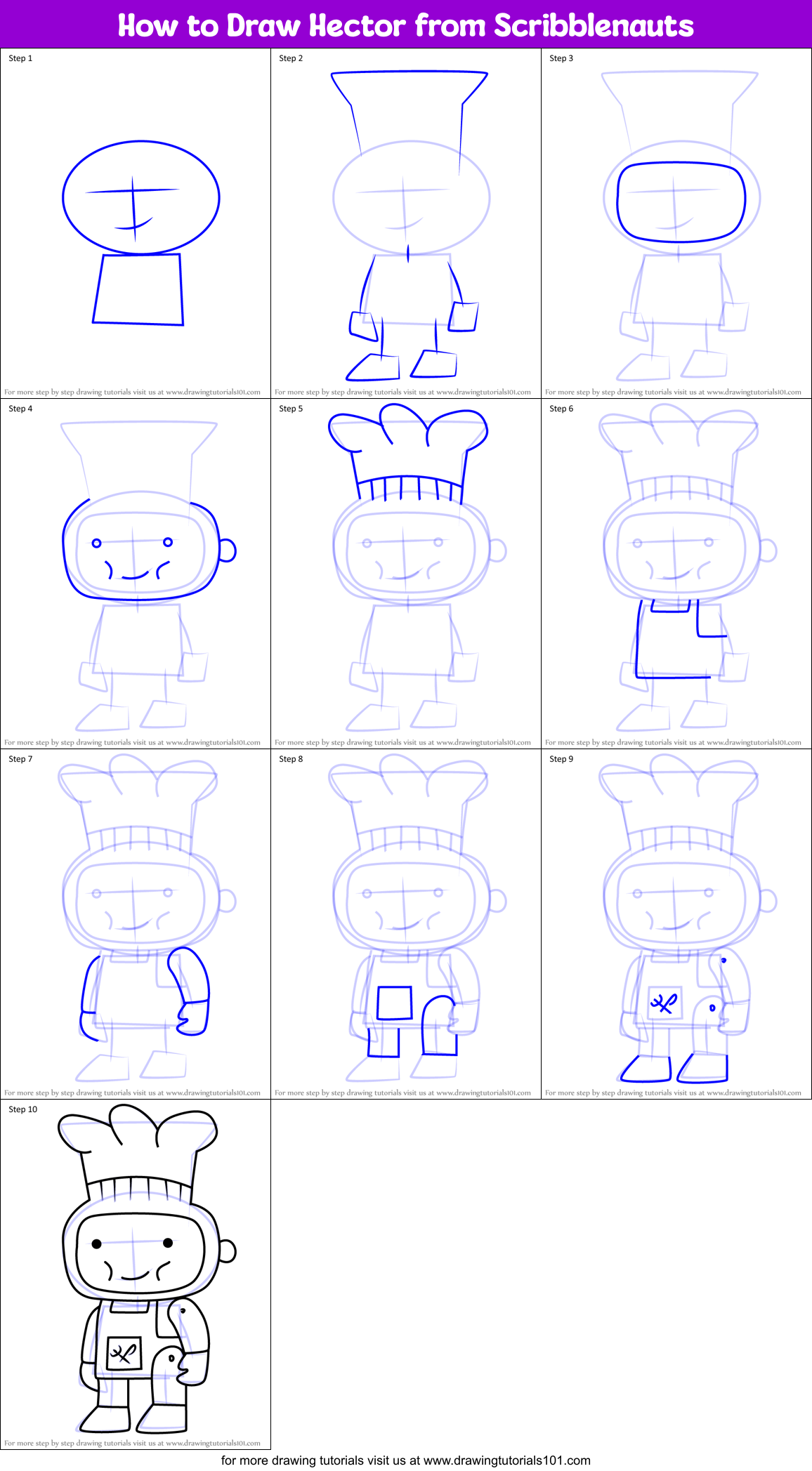 How to Draw Hector from Scribblenauts Printable Step by Step