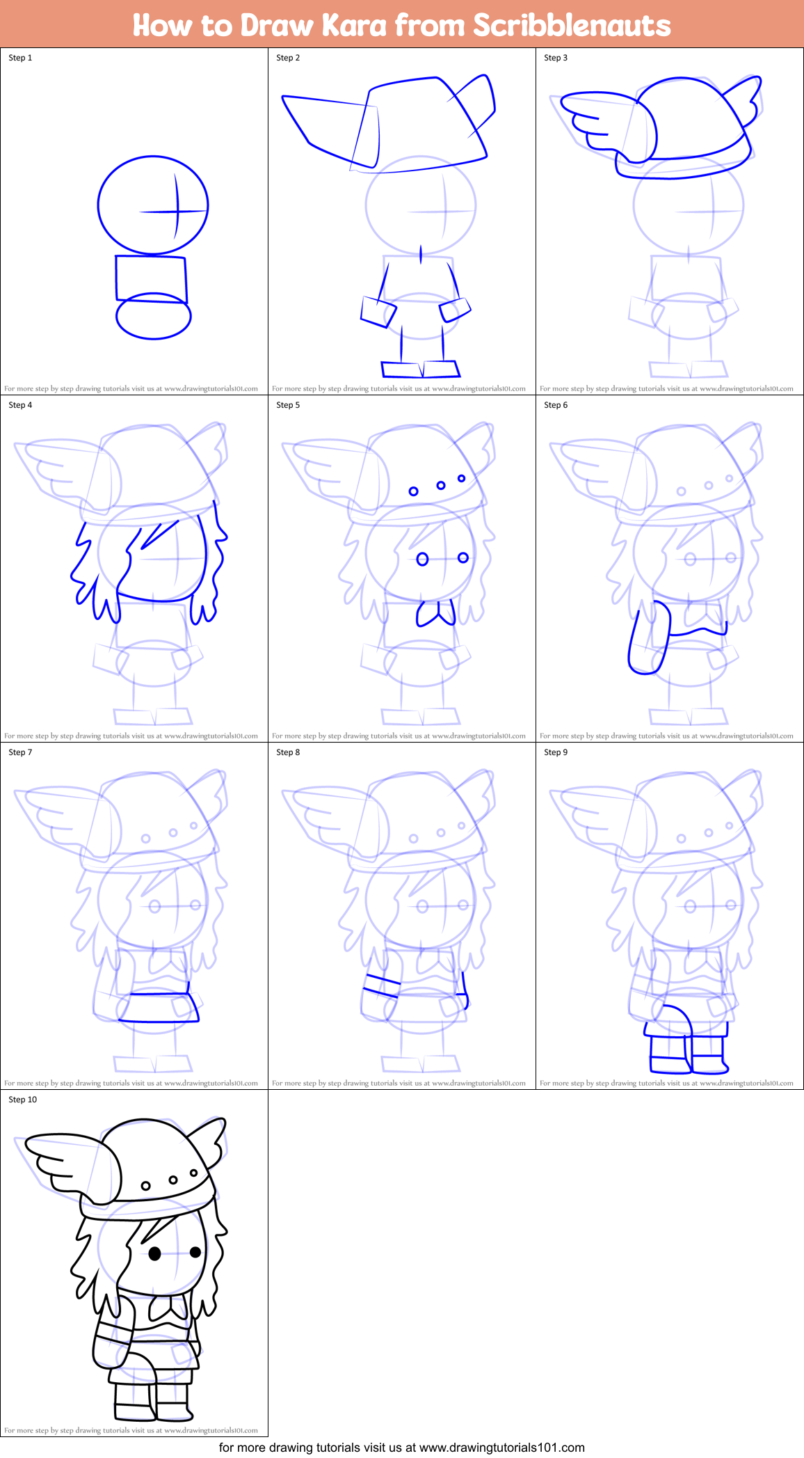 How to Draw Kara from Scribblenauts Printable Step by Step