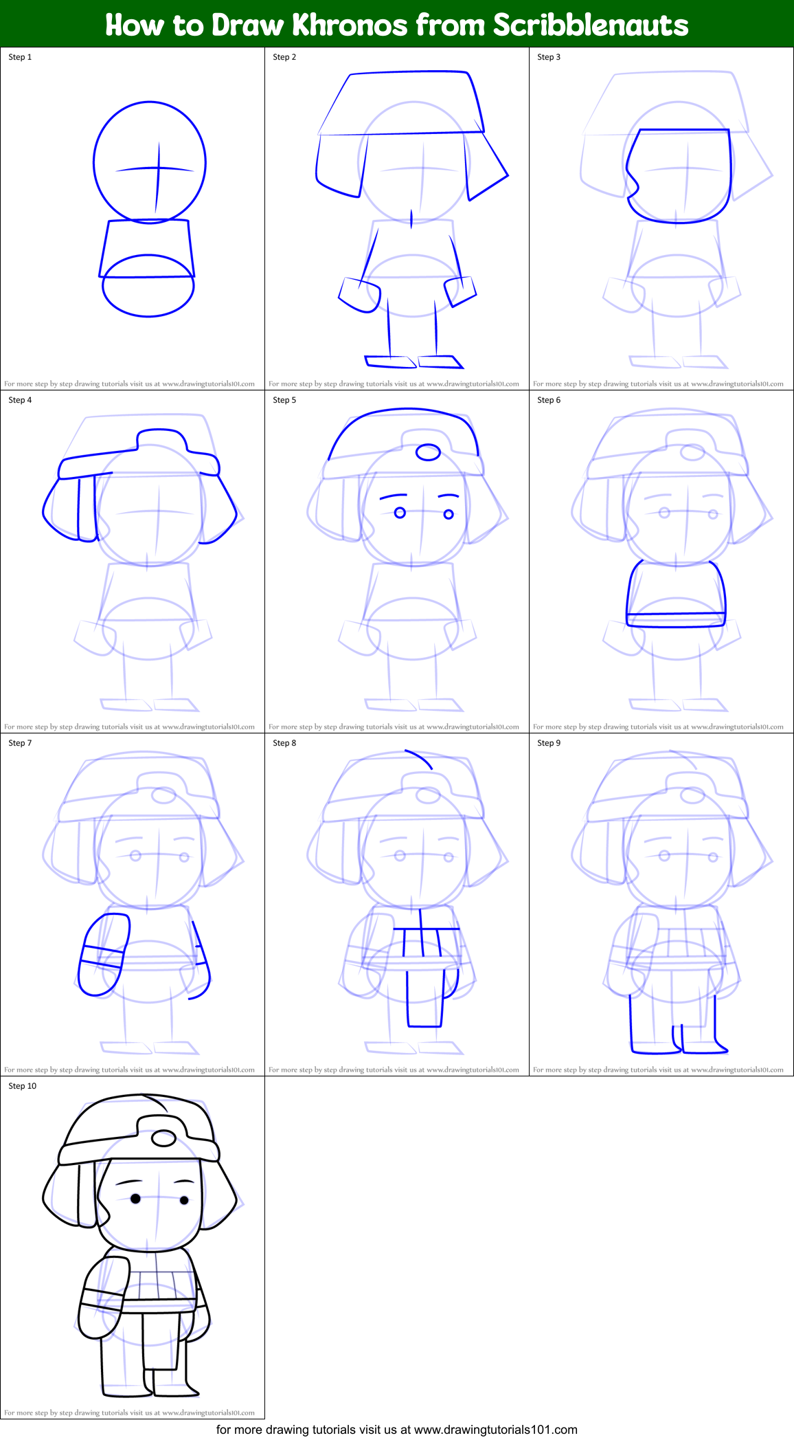 How to Draw Khronos from Scribblenauts Printable Step by Step