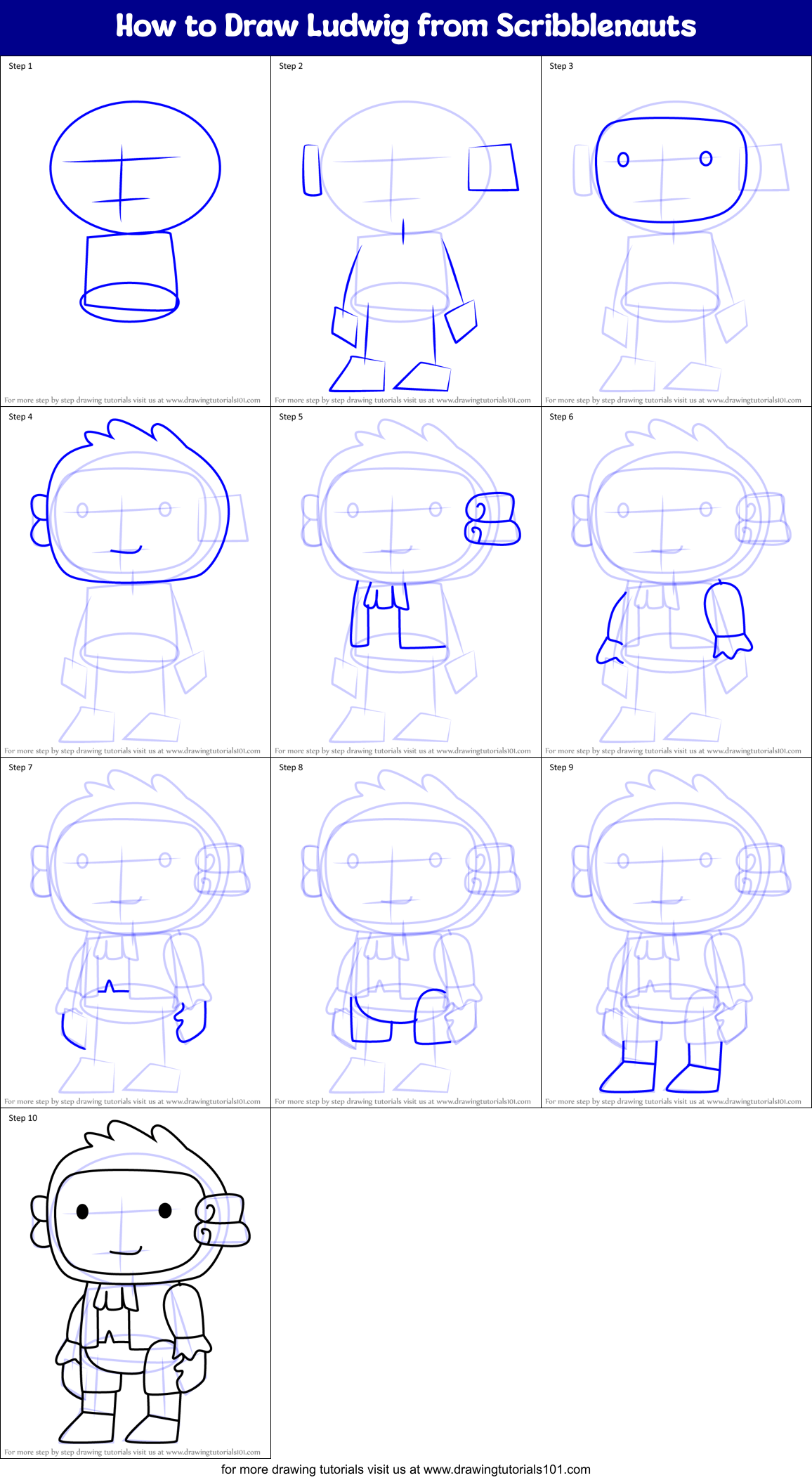 How to Draw Ludwig from Scribblenauts Printable Step by Step