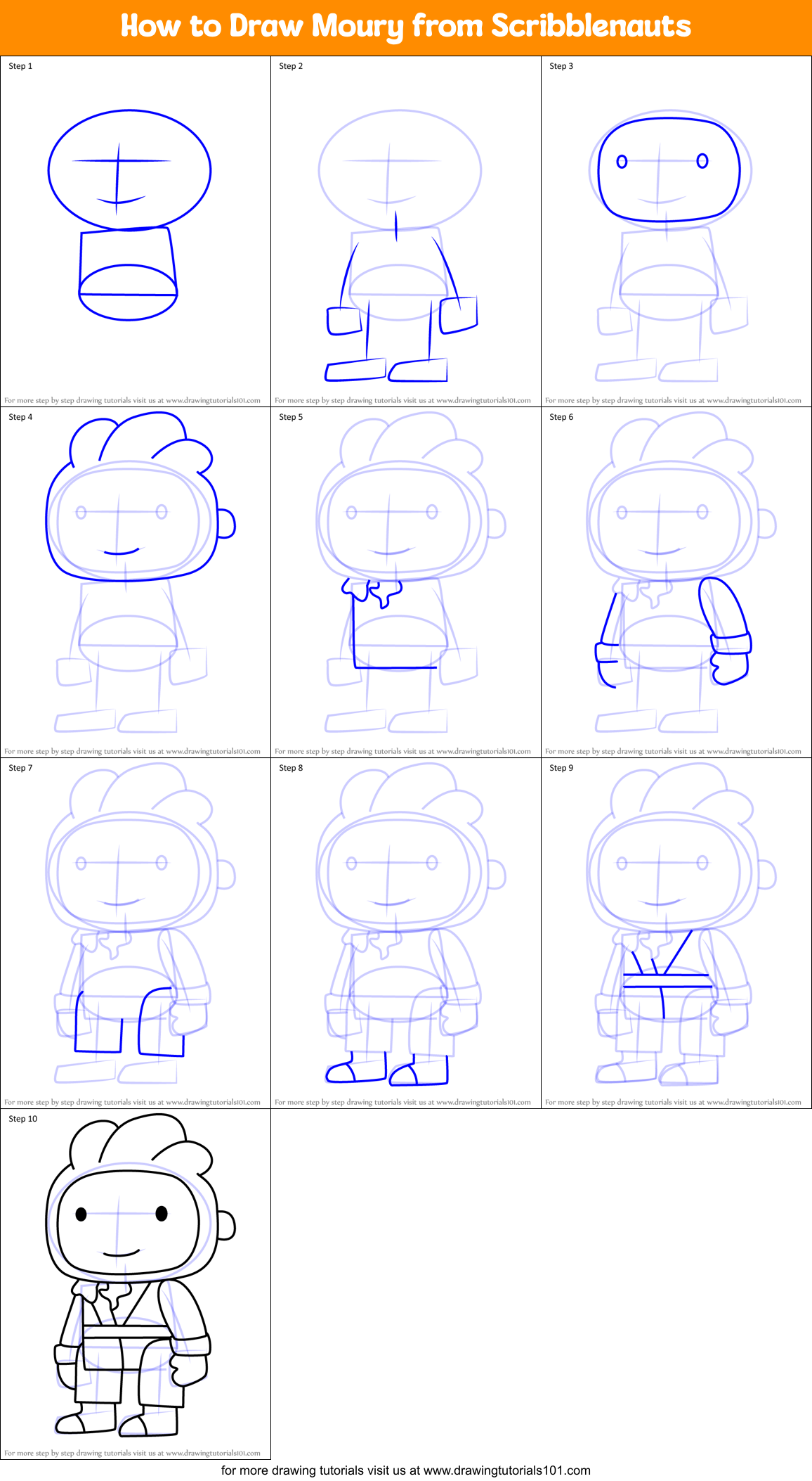 How to Draw Moury from Scribblenauts Printable Step by Step
