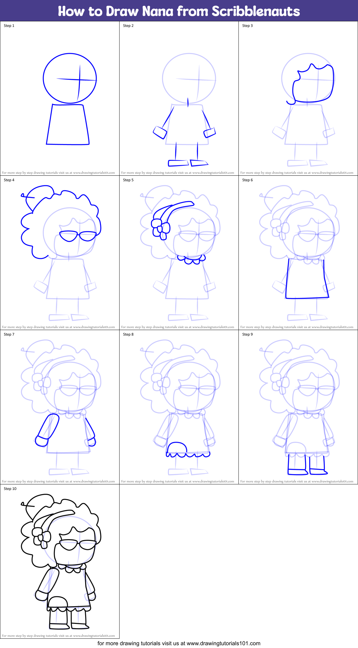 How to Draw Nana from Scribblenauts Printable Step by Step