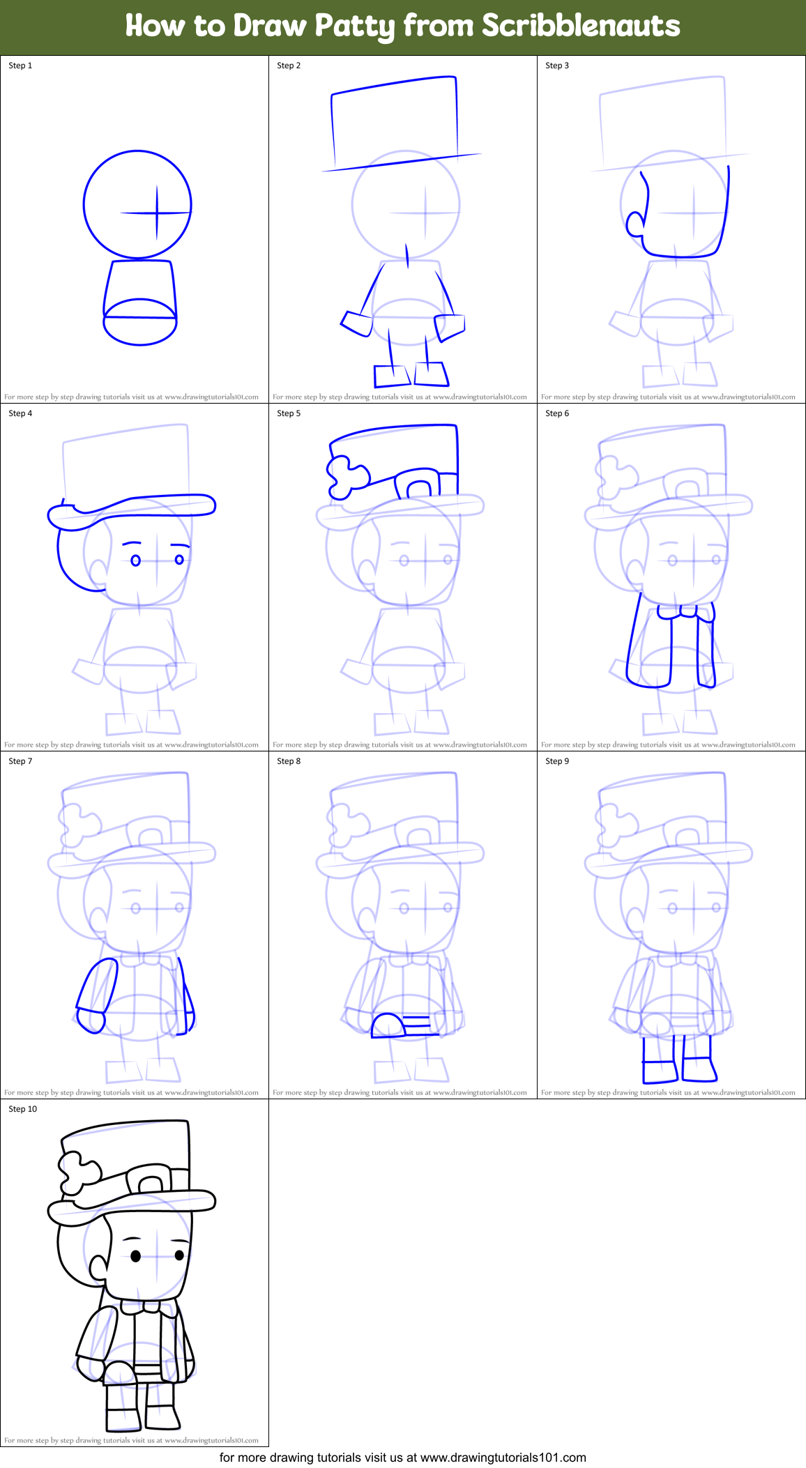How to Draw Patty from Scribblenauts Printable Step by Step